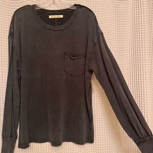 Free people Gray Long Sleeve Pocket Tee